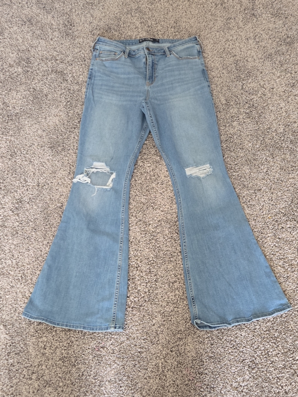 Hollister Light Blue Distressed Flare Jeans